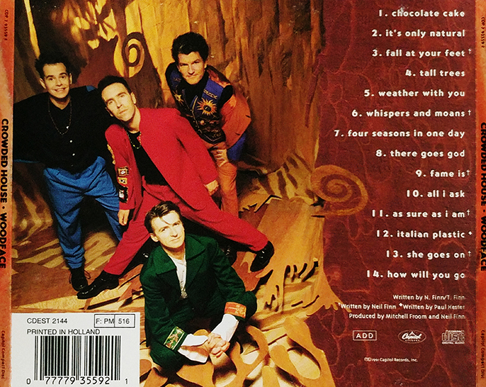 CROWDED HOUSE - WOODFACE - ROCK, POP ROCK, ALTERNATIVE ROCK MUSIC - BACK COVER