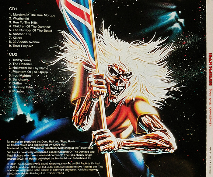 IRON MAIDEN - BEAST OVER HAMMERSMITH - VINTAGE CLASSIC HEAVY METAL MUSIC - BACK COVER