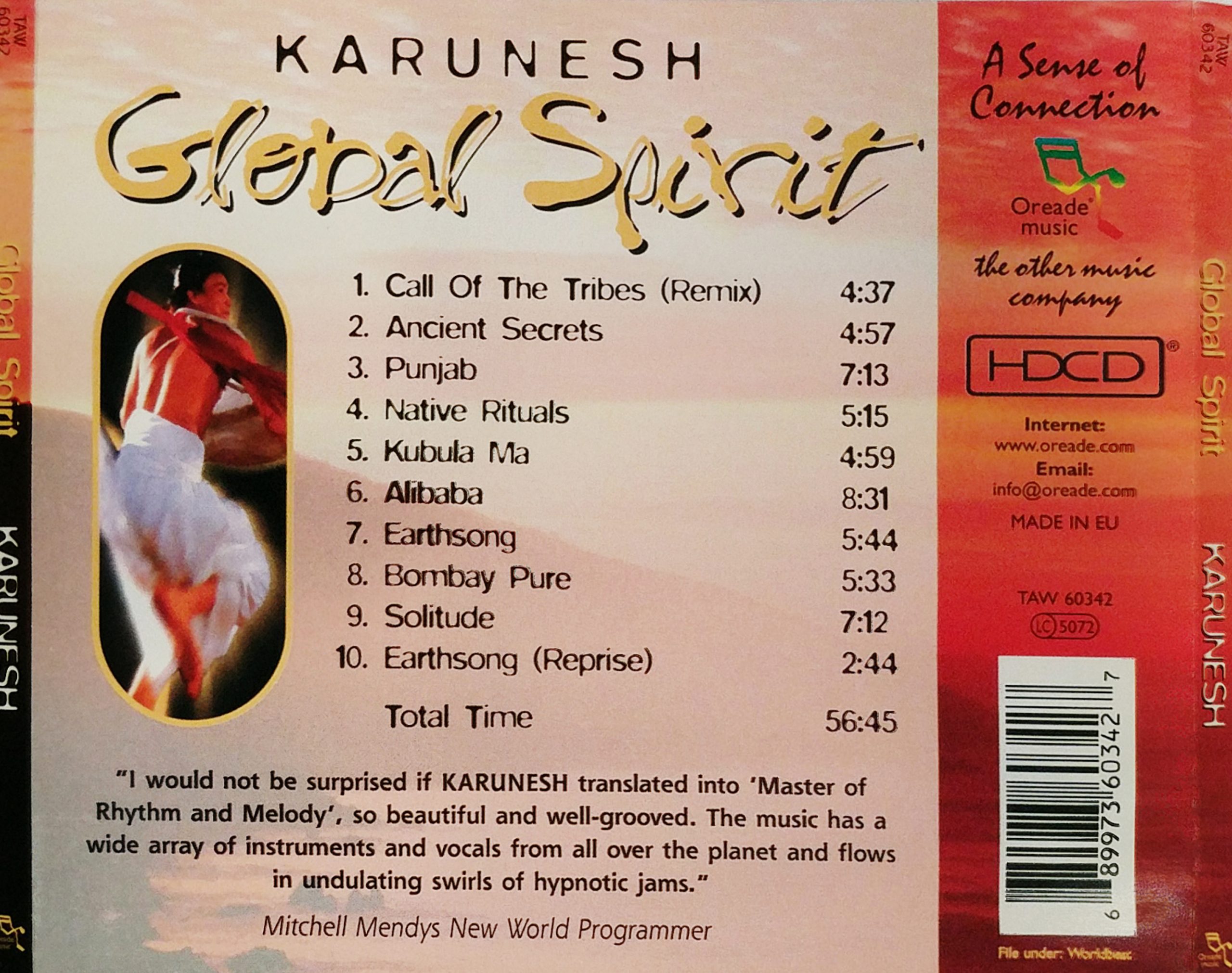 KARUNESH - GLOBAL SPIRIT - VINTAGE CLASSIC ELECTRONIC MUSIC - BACK COVER