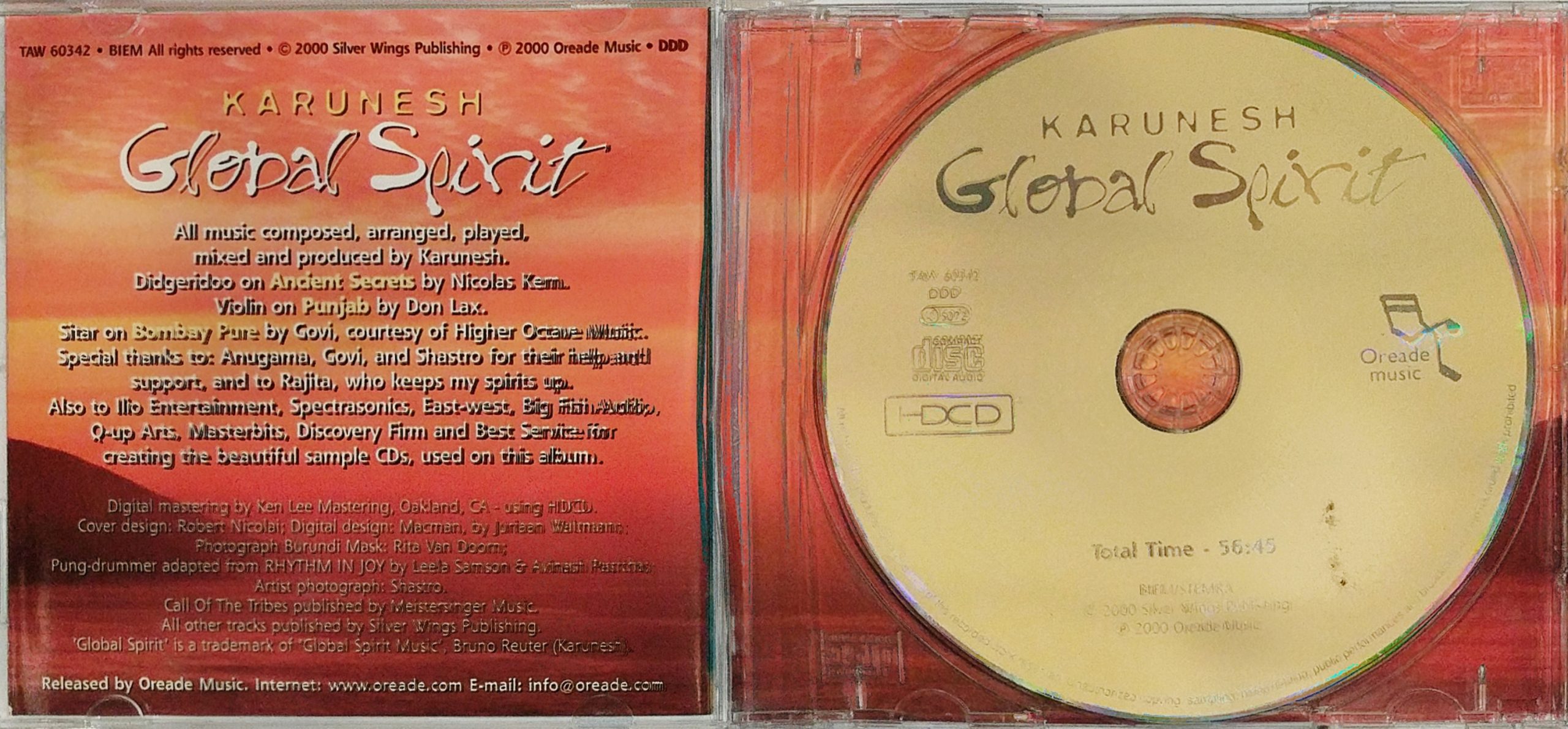 KARUNESH - GLOBAL SPIRIT - VINTAGE CLASSIC ELECTRONIC MUSIC - FRONT CD