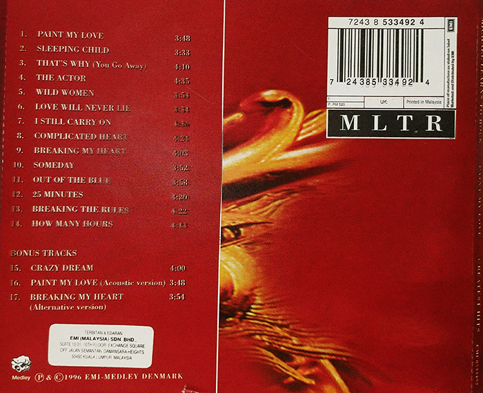 MICHAEL LEARNS TO ROCKS - PAINT MY LOVE GREATEST HITS - VINTAGE CLASSIC ROCK, SOLF ROCK MUSIC SONG - BACK COVER