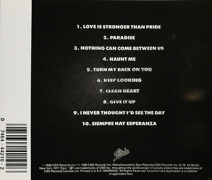 SADE - STRONGER THAN PRIDE - VINTAGE CLASSIC SOUL MUSIC,JAZZ,POP MUSIC,RHYTHM AND BLUES, FUNK, CONTEMPORARY R&B, SMOOTH JAZZ, QUIET STORM, SOPHISTI-POP MUSIC - BACK COVER