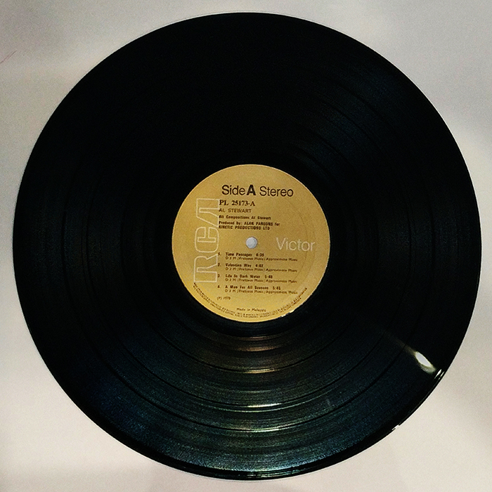 SYOKSYOKSONGSONG, BRAND RCA, AL STEWART, TIME PASSAGES, VINTAGE CLASSIC ROCK MUSIC, AMERICAN, 1978, SIDE A RECORD