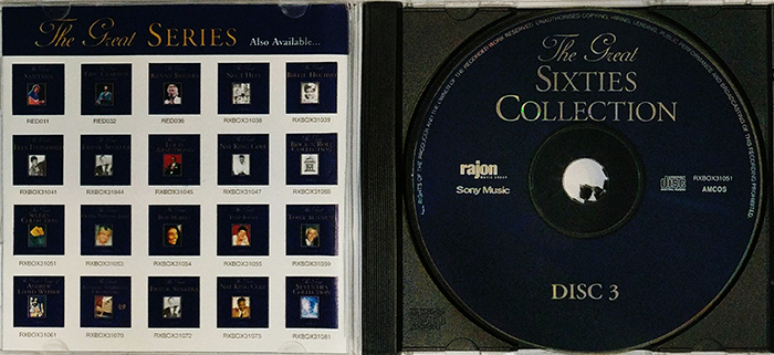THE GREATEST SIXTIES COLLECTION - COMPACT DICS 3 - VINTAGE COLLECTION POP ROCK MUSIC - FRONT CD