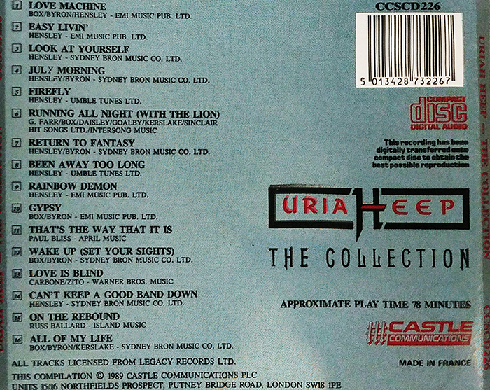 URIAH HEEP - THE COLLECTION - VINTAGE CLASSIC HARD ROCK, HEAVY METAL, PROGRESSIVE ROCK, PSYCHEDELIC ROCK MUSIC - BACK COVER