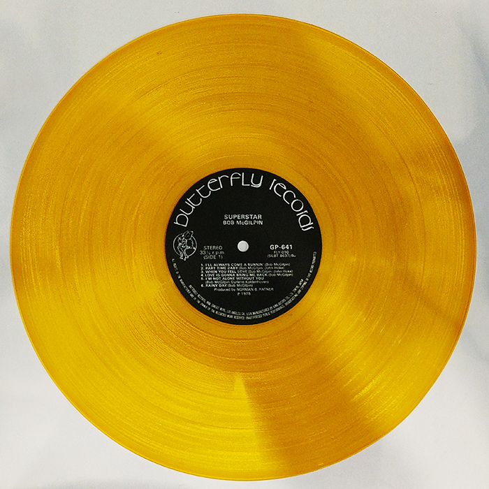 SYOKSYOKSONGSONG, BOB McGILPIN, SUPERSTAR, BUTTERFLY RECORDS, 1978, VINTAGE CLASSIC POP MUSIC, SIDE ONE RECORD