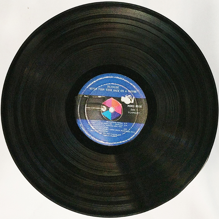 SYOKSYOKSONGSONG, Budgie, Never Turn Your Back On A Friend, MCA Records, UK, 1973, VINTAGE CLASSIC ROCK MUSIC, SIDE A RECORD