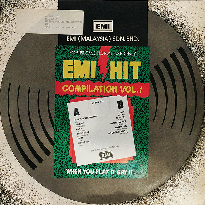 SYOKSYOKSONGSONG, EMI HIT, COMPLILATION VOL 1, EMI RECORDS, MALAYSIA, 1991, VINTAGE CLASSIC POP MUSIC, FRONT COVER RECORD