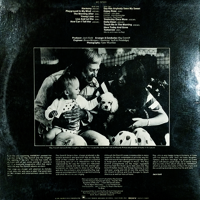 SYOKSYOKSONGSONG, RAY CONNIFF HARMONY, AMERICAN SINGER,1916, VINTAGE CLASSIC EASY LISTENING MUSIC, BACK COVER RECORD