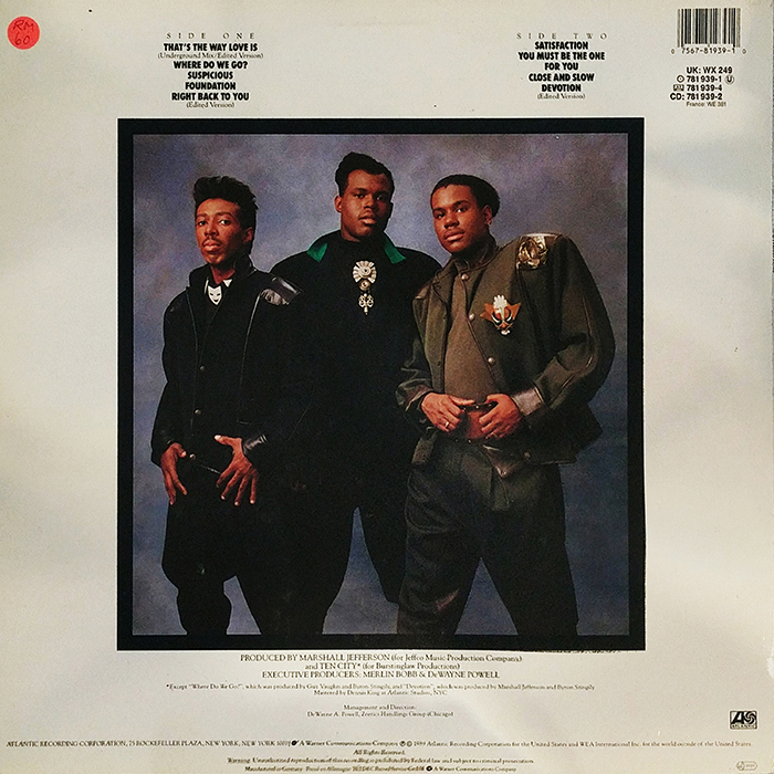 SYOKSYOKSONGSONG, Ten City, Foundation, Atlantic RECORDS, EUROPE, 1989, VINTAGE CLASSIC POP MUSIC, BACK COVER RECORD