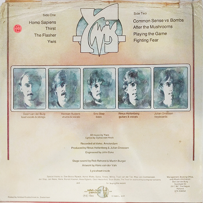 SYOKSYOKSONGSONG, Ywis, Ywis, Mini Rock Records, NETHERLANDS, 1983, VINTAGE CLASSIC ROCK MUSIC, BACK COVER RECORD