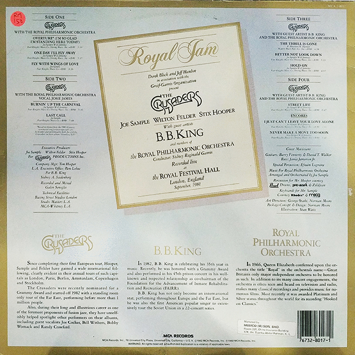 SYOKSYOSKSONGSONG, MCA RECORDS, ROYAL JAM, VINTAGE CLASSIC JAZZ MUSIC, 1982, BACK COVER RECORD